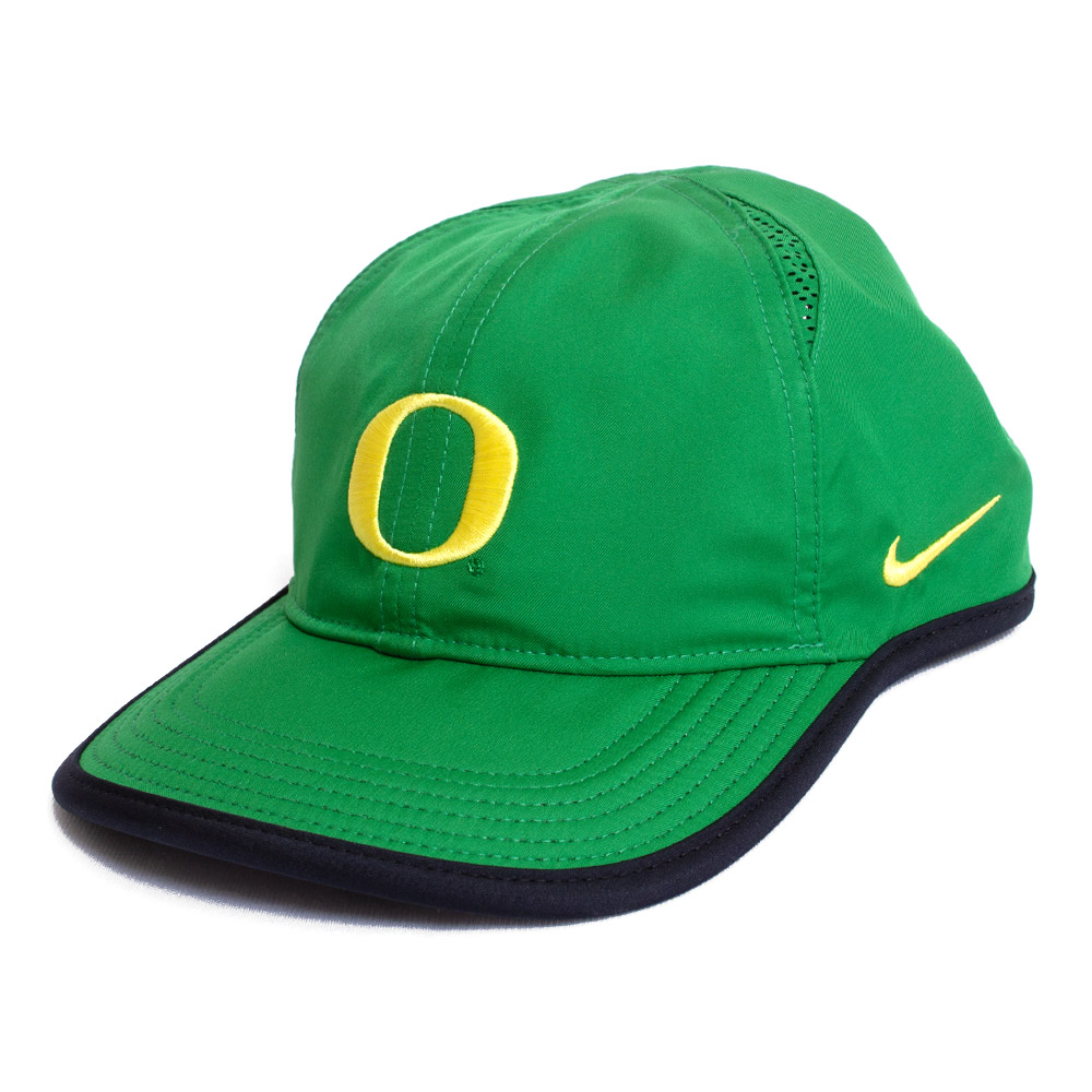 Classic Oregon O, Nike, Green, Curved Bill, Performance/Dri-FIT, Accessories, Unisex, Football, Featherlight, Piping, Sideline, Adjustable, Hat, 799103